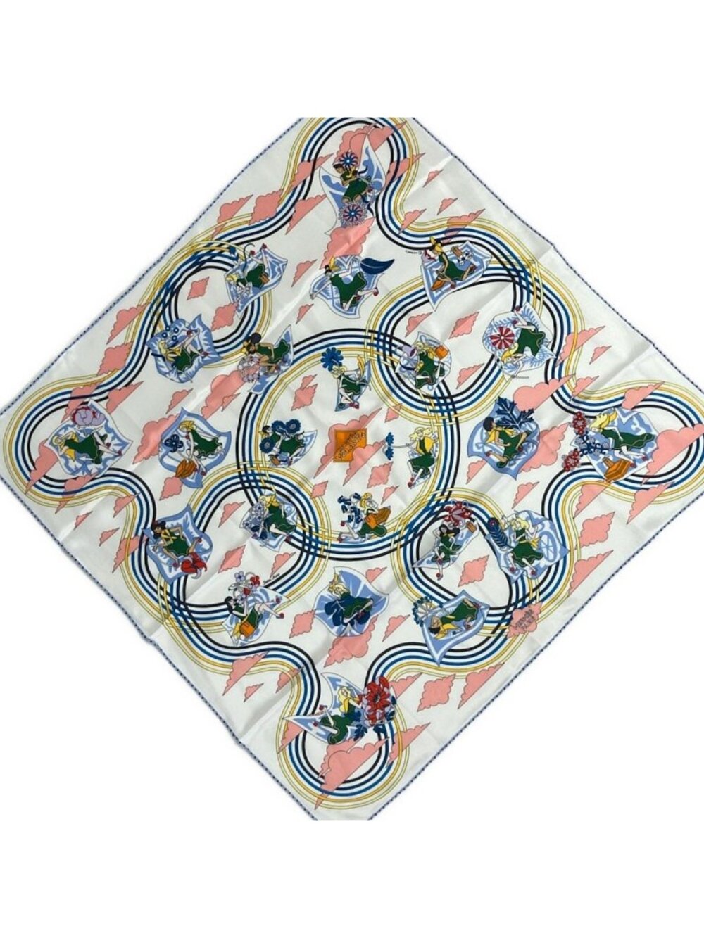 Hermes Scarf Carre 70 White Pink Multi Carres Volants